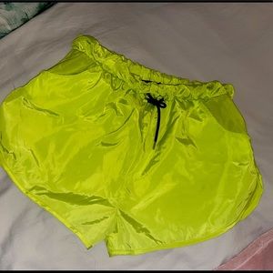 Pretty Little Thing Neon Yellow Runner Shorts